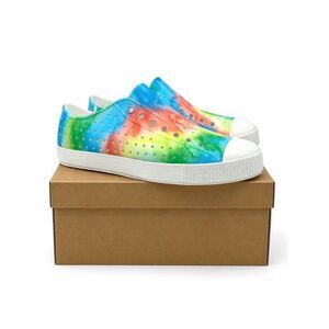 Native Jefferson Slip-On Water Shoe Rainbow Tie Dye Lightweight Mens 9 Womens 11